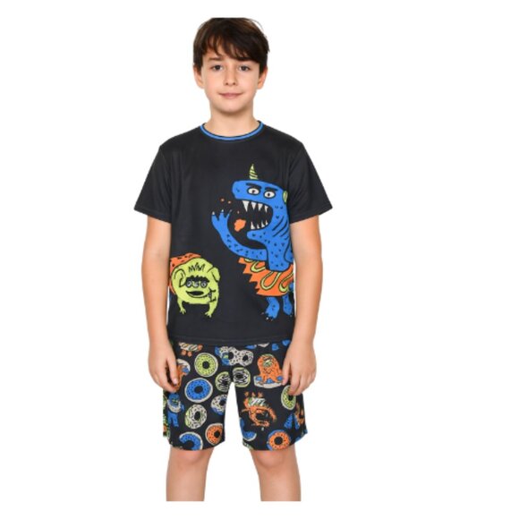 Cat & Jack Pajamas short sleeve shirt pants XXL 16/18 boys gray blue monsters - Picture 1 of 3